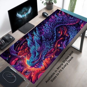 Levendige Dragon Gaming-bureaumat mousepad XL, grote muismat, verlengd bureaukussen Lofi, gamercadeau, cadeau voor vriend, cadeau voor man