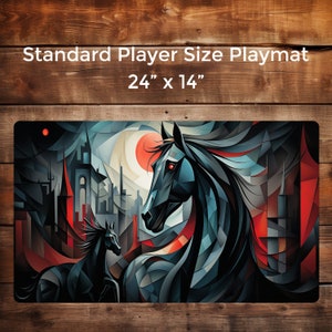 Armageddon Black Horses - 24&quot;X14&quot; Custom Table Top Gaming Playmat , Playmat