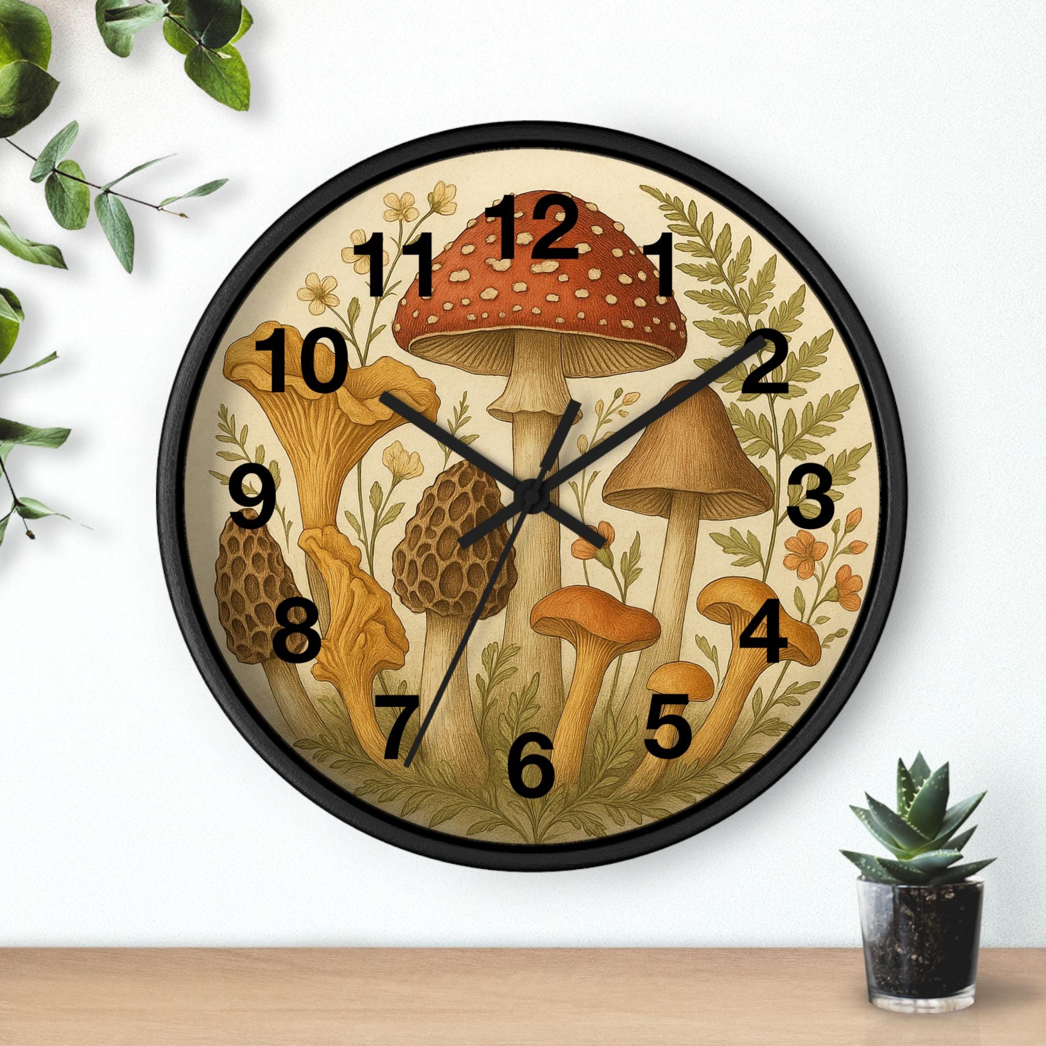 Cute Rustic Mushroom Wall Clock - 10