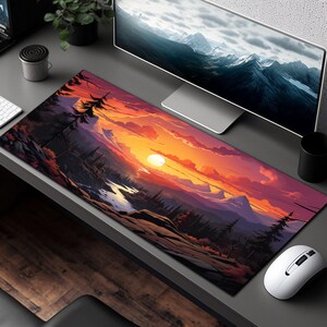 Mountain Mousepad XL, Gaming Mouse Pad, Nature Desk Mat, Landscape Desk Pad, Sunset Aesthetic Mousepad, XXL Keyboard Pad, Laptop Mat