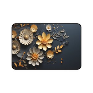 Japanese Desk Mat, Black & Gold Mousepad, Japan Large XXL Gaming Deskmat mouse pad lofi desk pad cute desk decor image 5