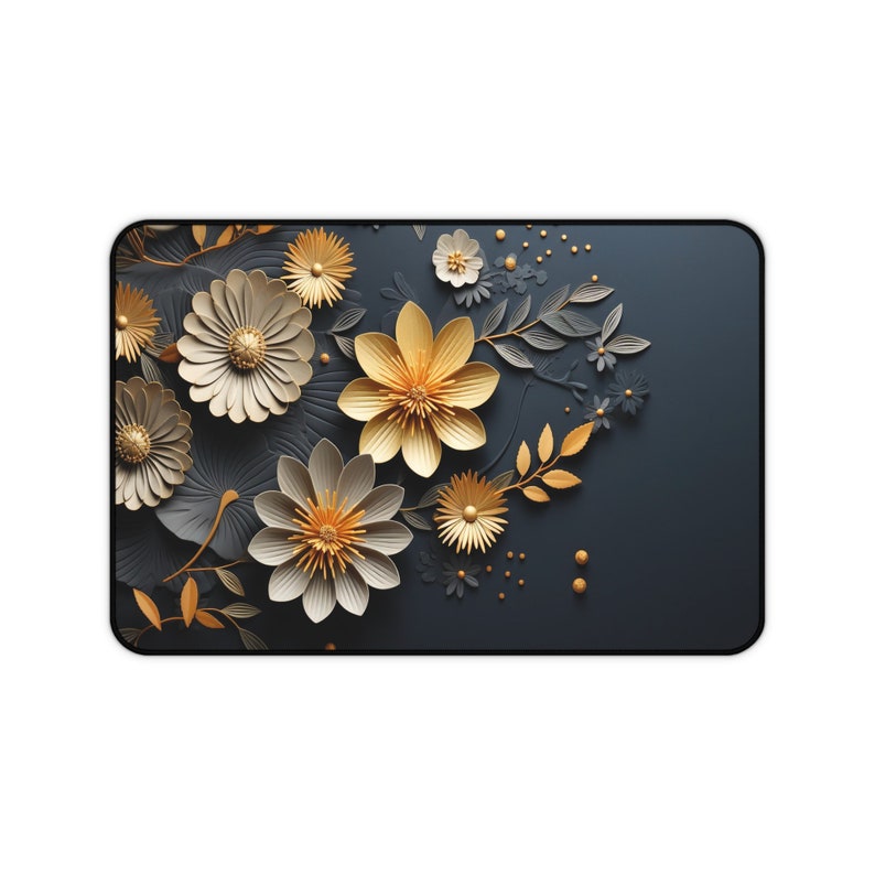 Japanese Desk Mat, Black & Gold Mousepad, Japan Large XXL Gaming Deskmat mouse pad lofi desk pad cute desk decor image 5