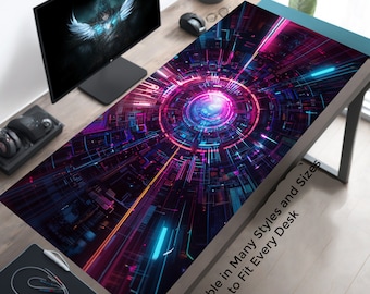 Cyberpunk Gaming Mousepad Desk Pad, Time Tunnel Fantasy Card Gaming Playmat  , Cyberpunk Playmat