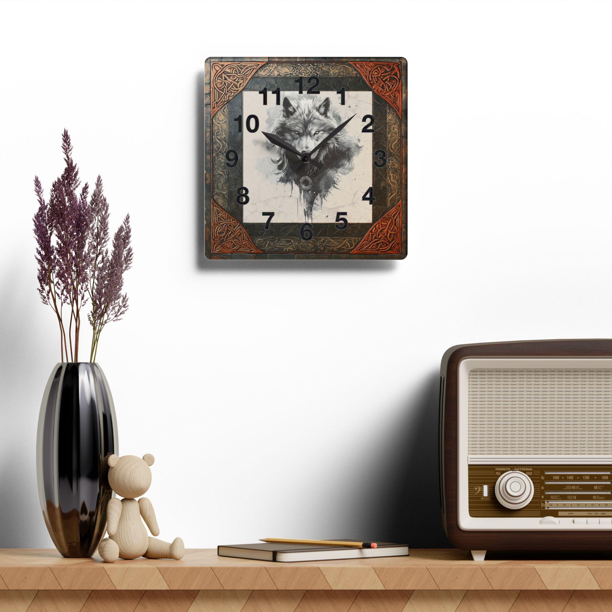 Fantasy Viking Dire Wolf Acrylic Wall Clock