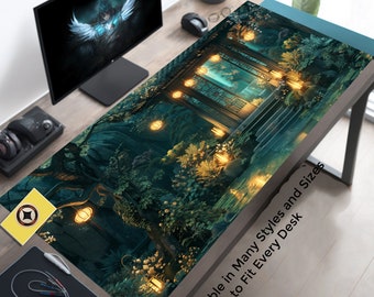 Lofi Desk Mat, Japanese Desk Pad, Japan Deskmat XL, Aesthetic Mousepad, Green Mouse Pad, Gaming Playmat  , Cute Desk Decor