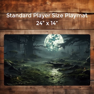 Murklands au clair de lune - Tapis de jeu de table personnalisé 24 x 14 po, tapis de jeu