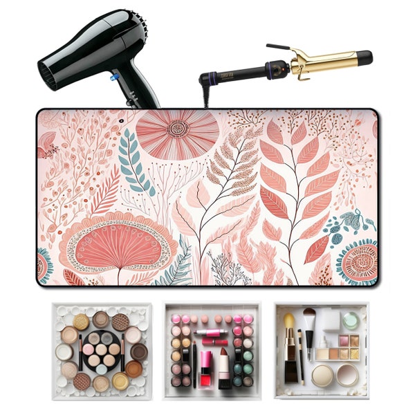 Joli tapis beauté, Tapis de maquillage, Tapis cosmétique, Tapis pour coiffeuse, Protecteur de coiffeuse, Organiseur de maquillage