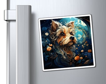 Adorable imán de nevera artesanal Yorkie, imán de Yorkshire Terrier, imán de refrigerador, imán de lavavajillas, decoración del hogar