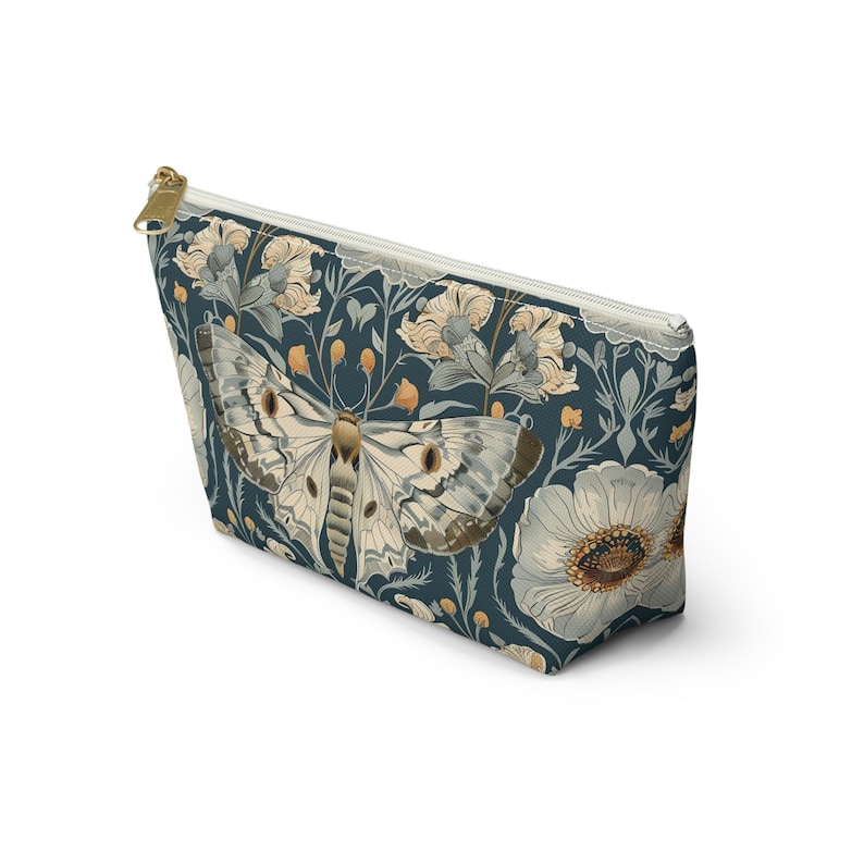 William Morris inspirierte Motte Cottagecore Make-up-Tasche, Federmäppchen, Zubehörtasche mit T-Boden, Kosmetiktasche Bild 7