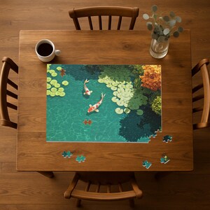 Rompecabezas de estanque Koi: 120, 252 y 500 piezas, decoración natural, diversión familiar, noche de juegos, regalo relajante