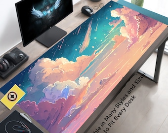Cute Watercolor Pastel Sky Desk Mat, Cute Cloud Desk Mat, Cute Desk Pad, Sky Desk Mat, Desk Mat Cute, Extended Desk Mat, Pastel Desk Mat