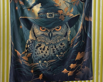Niedliche Hexen Eule Fleece Decke - Wald Eule Hexe Decke - Eulen Decke - Geschenk für Tochter - Geschenk für Freundin