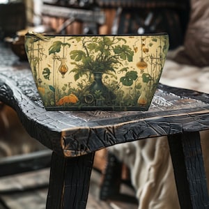 Neceser de maquillaje, estuche para lápices, bolsa para accesorios con base en T y monedero con diseño de plantas y pociones botánicas de Witchy