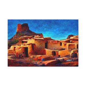 Anasazi Style Adobe Village in Southwest US, Canvas Gallery Wraps, Multiple Sizes