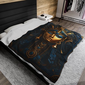 Fantasy Ägyptische Königin Decke, Pharoah Decke, Ägypten Raumdekor, Antike Geschichtsdecke, Samt-Plüschdecke Bild 4