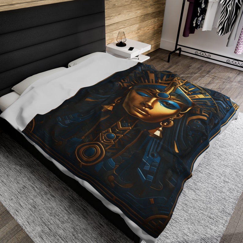 Fantasy Ägyptische Königin Decke, Pharoah Decke, Ägypten Raumdekor, Antike Geschichtsdecke, Samt-Plüschdecke Bild 4