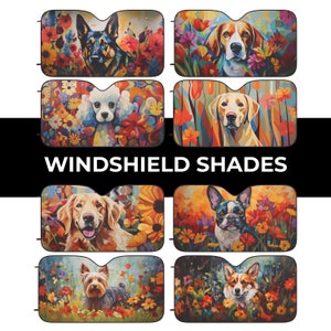 Car Windshield Shade for Dog Lovers - Your Pet Windshield Banner - Dog Breeds Windshield Art - Dog Lovers Gift - Dog Mom Gift - Dog Dad Gift