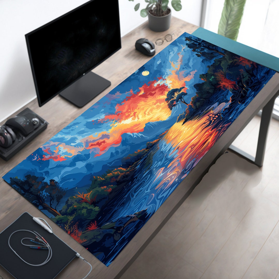 Delightful Sunset Aesthetic Desk Decor, Cute Gaming Desk Mat Mousepad ...