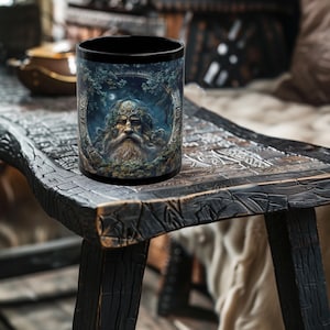 Ancient Viking Runes and Vines Mug - Viking Fantasy Mug - Gamer Mug - TCG Gifts - Viking Mug - 11oz or 15oz Black Ceramic Mug