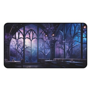 Pastel Purple Gothic Cafe Desk Mat, Gothic Desk Decor, Purple Aesthetic Mousepad, Gaming Mouse Pad, Gamer Gift, Gift for Her image 6