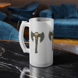 Frosted Skull Design Beer Mug, Unique Gift for Beer Lovers, Halloween Decor, Birthday Present, Viking Themed Drinkware