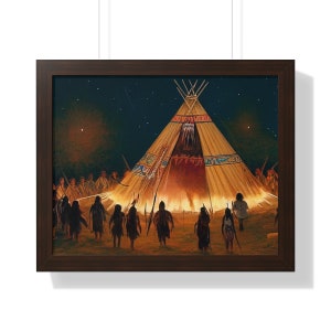 Native American Indian Tipi dansceremonie ingelijste kunst aan de muur afbeelding 6