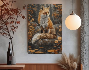 Cottagecore Wald Fuchs Art Print - Fuchs Wand Poster - Fuchs Zimmer Deko - Fuchs Poster Kunstdruck - Wohnzimmer Kunst - Schlafzimmer Kunst - Geschenk für die Frau
