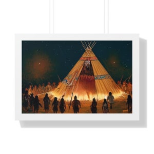 Native American Indian Tipi dansceremonie ingelijste kunst aan de muur afbeelding 9