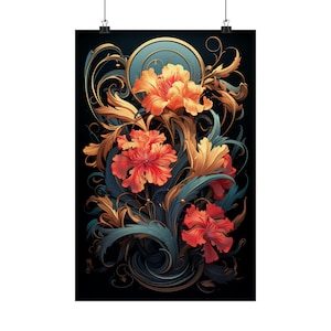 Art Nouveau Flowers Poster, Art Nouveau Wall Art, Art Nouveau Home Decor, Art Nouveau Bedroom Art