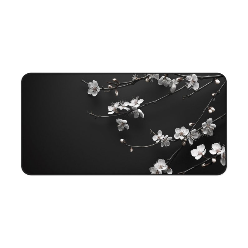 Sakura Desk Mat, Minimalist Desk Pad, Black Desk Decor, Aesthetic Mousepad, Simple Mouse Pad, Cute Computer Pad, Gift for Wife Bild 4