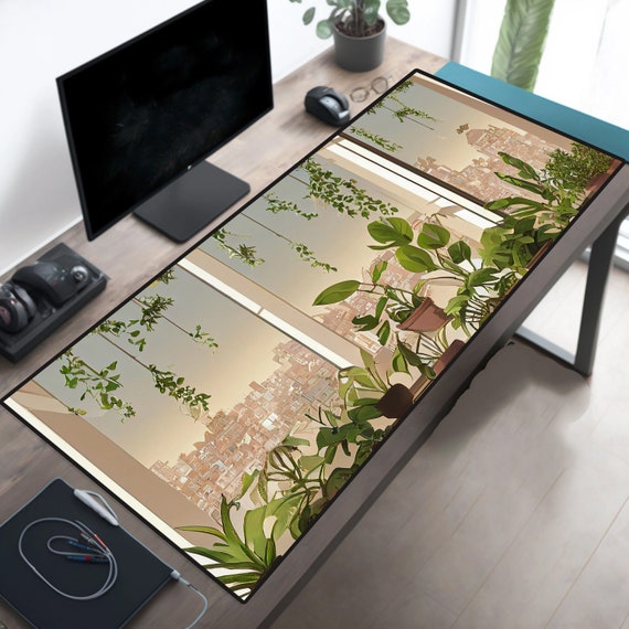 Desk Mat Plant Lovers City Living Large Mouse Pad Green Aesthetic Cute Desk Pad Plant Desk Mat Keyboard Pad Sage Green Aesthetic Etsy