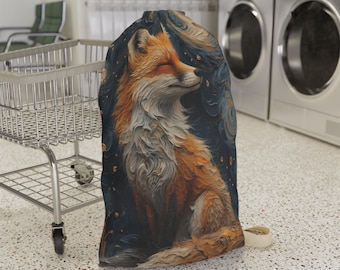 Celestial Fox Laundry Bag, Drawstring Laundry Bag, Cute Laundry Hamper,Washing Bag,College Essentials