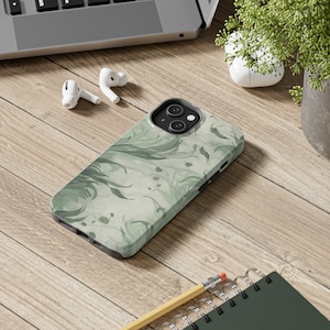 Sage Green Swirls iPhone Case, Cute iPhone Case, iPhone 8 Case, iPhone X case, iPhone 11, iPhone 12, iPhone 13, iPhone 14, Max Pro Mini