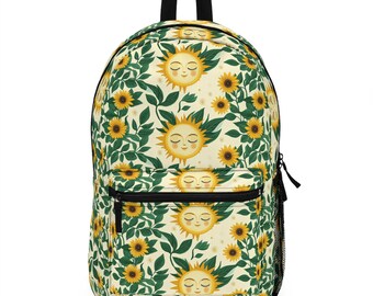 Cute Cottagecore Sun and Flowers Backpack - Cute Book Bag for Back to School Gift - Work Travel - Gift for Her