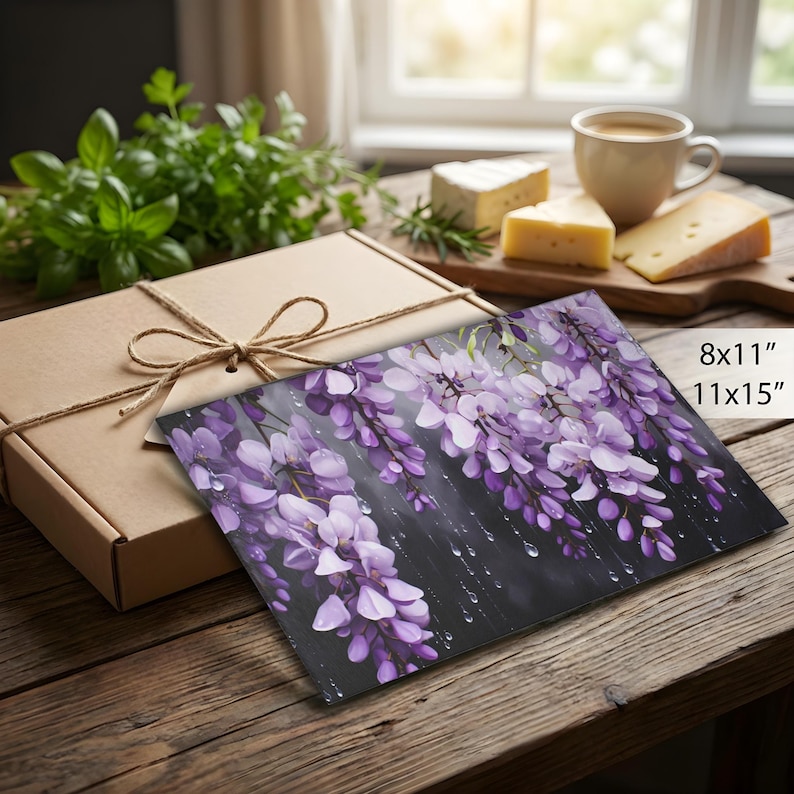 Purple home - Glass Cutting Board, Wisteria in the Rain, Purple Cutting Board, Meat Cutting Board, Veg Cutting Board, Kitchen Gifts, Floral Cutting Board 