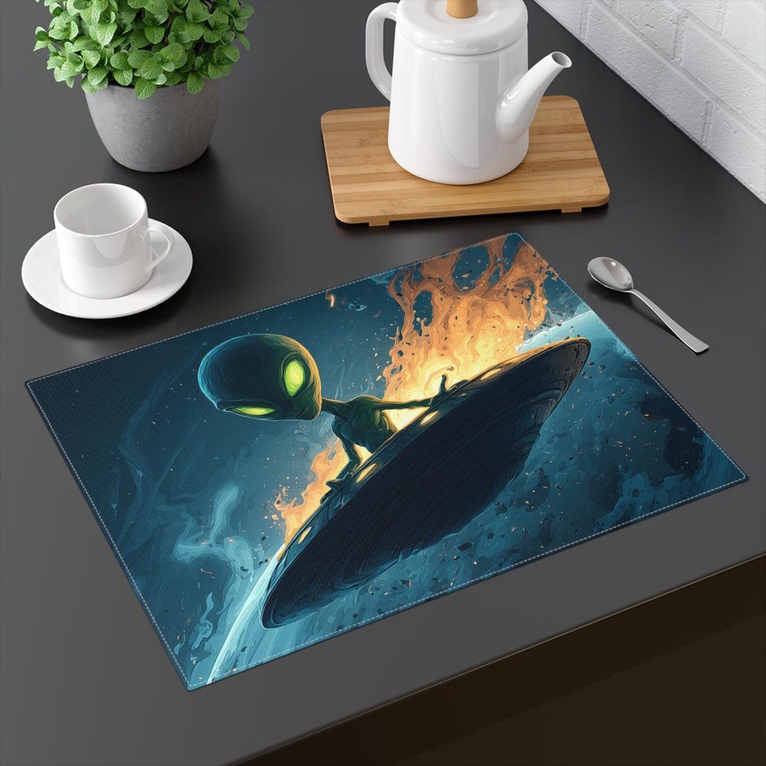 Fantasy Alien Placemat, Neon UFO Table Mat - Etsy