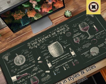 Alfombrilla de ratón para escritorio con la ciencia del vino, ideal como regalo para amantes del vino. Decoración de escritorio.