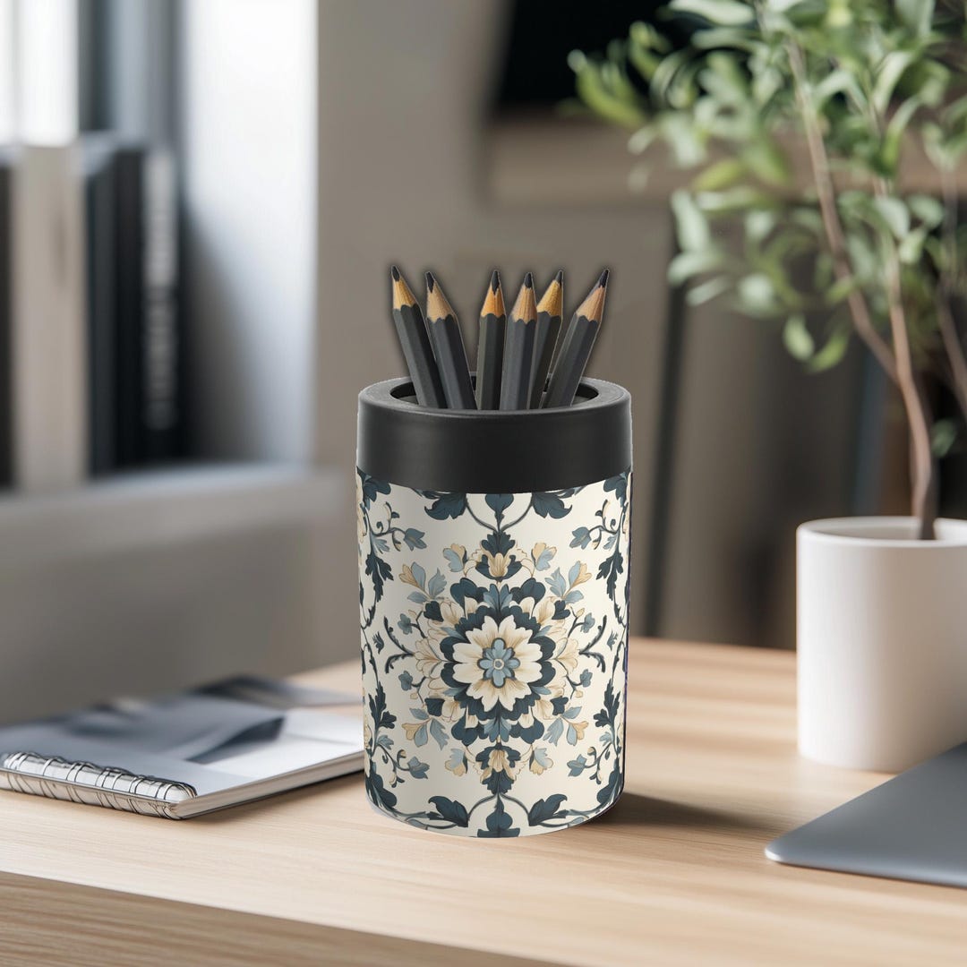 Elegant Colonial Style Floral Pattern Pencil Holder - Desk Decor ...