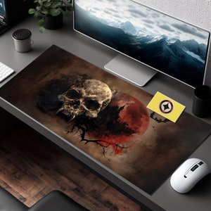 Vampir Schädel Schreibtischunterlage, Vampir Schädel Schreibtischmatte, Gruselige Mousepad, Horror Maus Pad, Gothic Schreibtischmatte, Gothic Horror Schreibtischunterlage