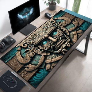 Mayan Mousepad XL Big Gaming Mouse Pad Maya Desk Mat Fantasy Desk Pad Mayan Computer Desk Office Decor XXL Extra Large Track Keyboard Pad
