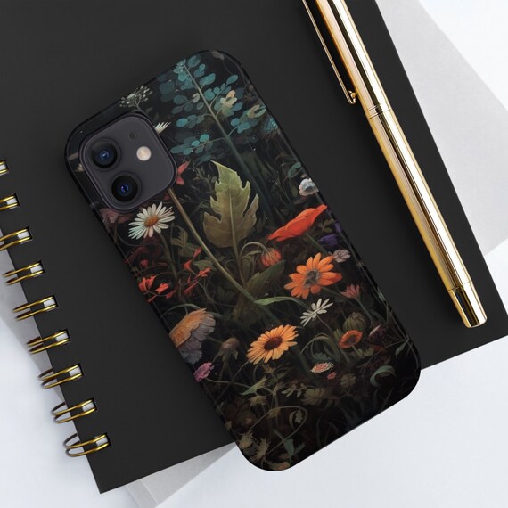 Dark Cottagecore Wildflower iPhone Case, Floral iPhone Case, Cute iPhone Cover for iPhone 7, 8, X, Xs, Xr, 11, 12, 13, 14, Pro, Max, Mini