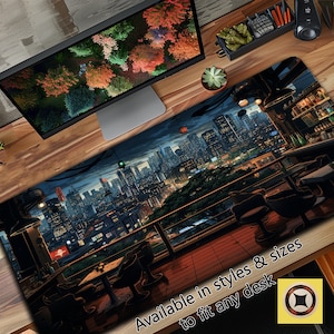 Cyberpunk Modern City, Cafe Bar Aesthetic Desk Mat, Cute Desk Pad, Gaming Playmat  , Gaming Mousepad XL, Gamer Mouse Pad, Gamer Gift
