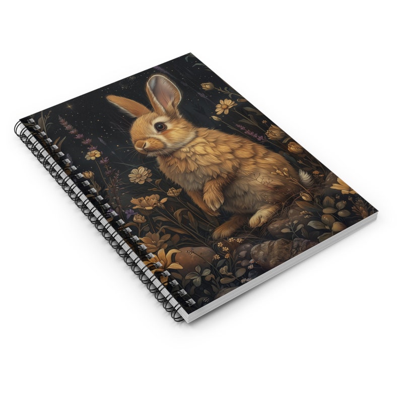 Dark Cottagecore Bunny Rabbit Personal Ruled Line Notebook - Useful as Personal Journal or Diary or For Notes or Grocery Lists image 7