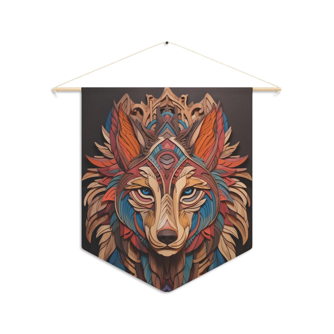 Wolf Wall Pennant Wolf Pendant Wall Decor Wolf Wall Art Etsy