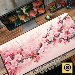 Japanische Kirschblüten-Gaming Schreibtischmatte, japanische Schreibtischmatte, Mauspads, Neopren-Schreibtischmatte, Ukiyo-e Mousepad