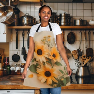 Cute Sunflower Apron, Chef Apron, Shop Apron, Gift for Wife, Gift for Girlfriend, Mothersday Gift, Gardening Apron, Crafting Apron