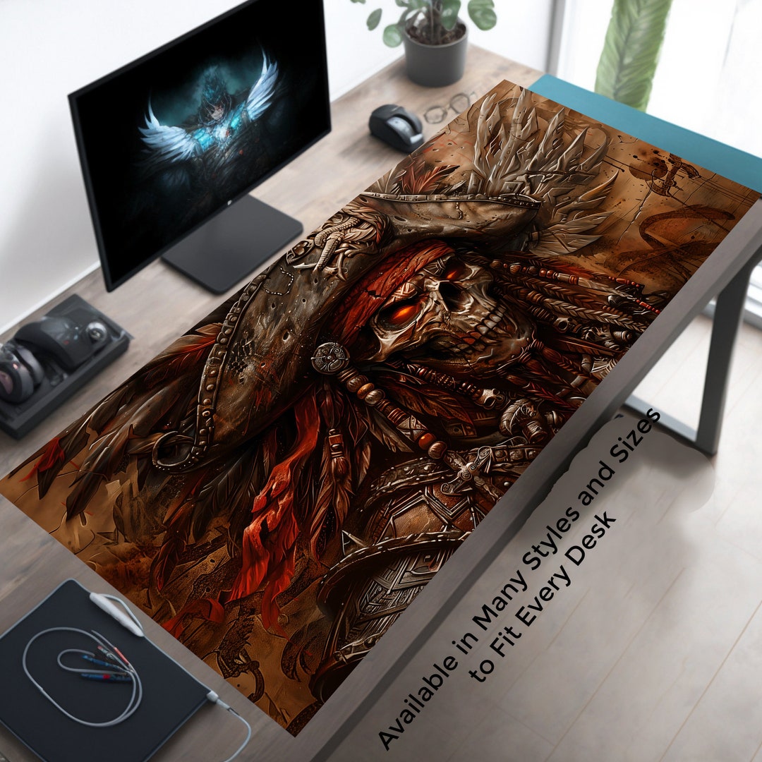 Pirate Desk Decor, Pirate Skeleton Creepy Desk Mat, Pirate