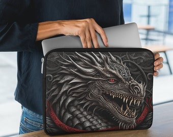 Gothic Dragon Laptop Sleeve, Dragon Tablet Case, Gothic Notebook Bag, Goth Tablet Case, Goth Laptop Tote