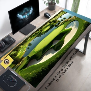 Golf Lovers Desk Decor Golfing Gift Golf Presents - Golf Mouse Pad, Golf Course PC Accessory, Computer Table, Gaming Setup, Golf Desk Mat