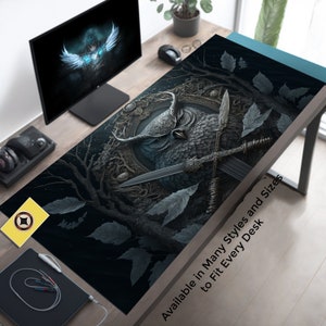 Gothic Owl Deskmat Gothic Mouse Pad Goth Mousepad Owl Desk Mat Gothic Desk Pad Dark Academia Fantasy Laptop Computer Keyboard Track Pad